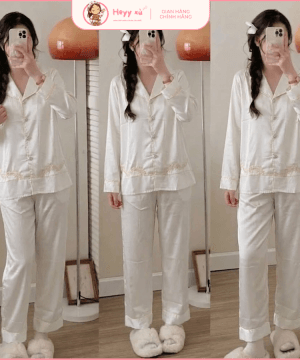 Pijama Lụa Tối Giản Thanh Lịch - TCL03 11 Set pijama trơn phong cách Lụa tối giản phối viền thanh lịch mã TCL03 cho nữ.