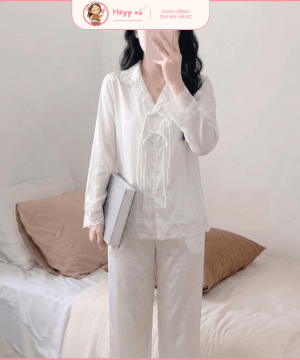 Alternative view of Pijama Lụa Trơn Phối Dây Cá Tính - TCL04