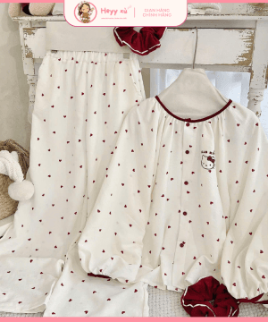 Alternative view of Pijama Tay Dài Trắng Hello Kitty Cotton - HTCT01