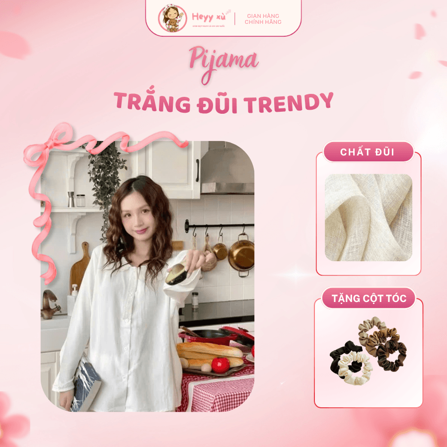 Pijama Trắng Đũi Trendy - TCD01 1 Pijama Trắng Đũi Trendy - TCD01