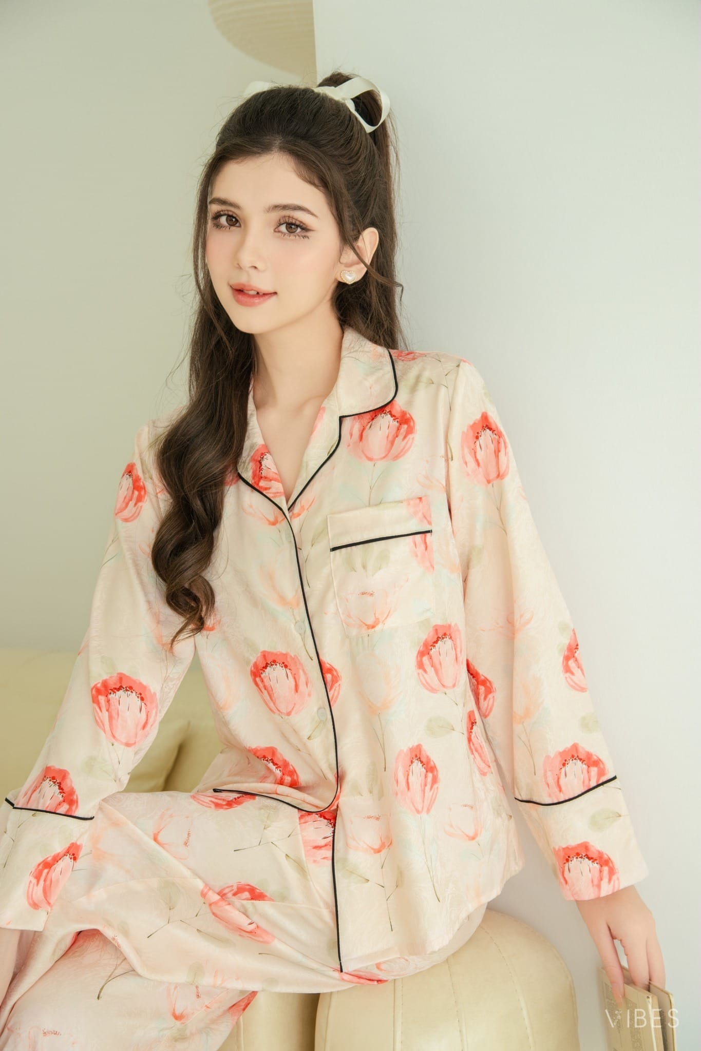 Pyjama Hoạ Tiết Sang Trọng Chất Liệu Lụa Gấm - Ảnh 2