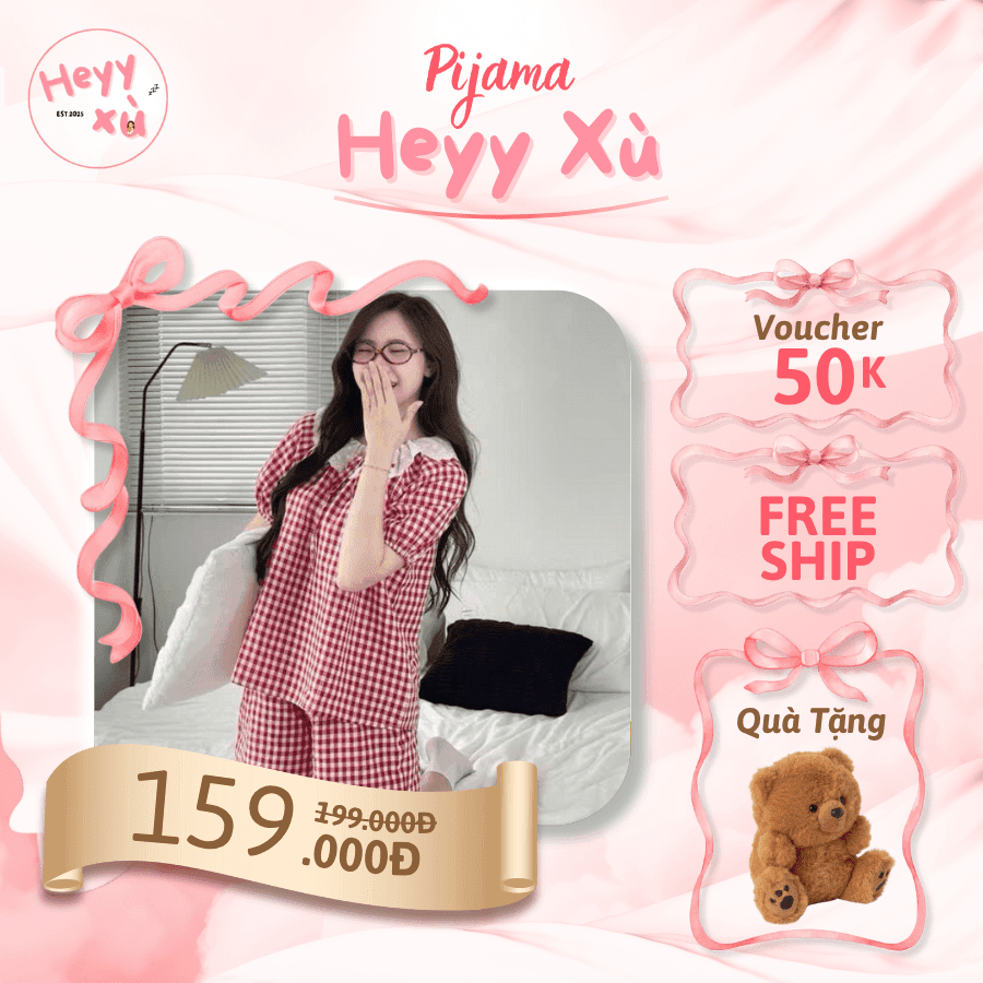 Pijama Cổ Bèo Công Chúa Cổ Bèo Phối Ren Mát Caro Đỏ Sáng Trắng Dễ Thương