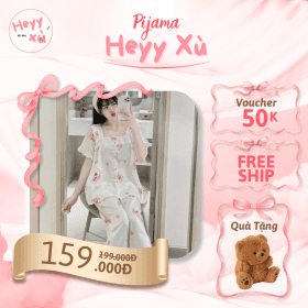 Pijama Cổ Bèo Công Chúa Vải Lụa Mát Hồng Trắng Gấu Dâu Dễ Thương