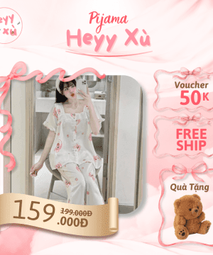 Pijama Cổ Bèo Công Chúa Vải Lụa Mát Hồng Trắng Gấu Dâu Dễ Thương