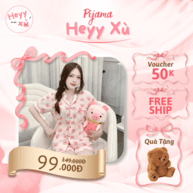 Pyjama Họa Tiết Hình Thú Chất Đũi Đáng Yêu