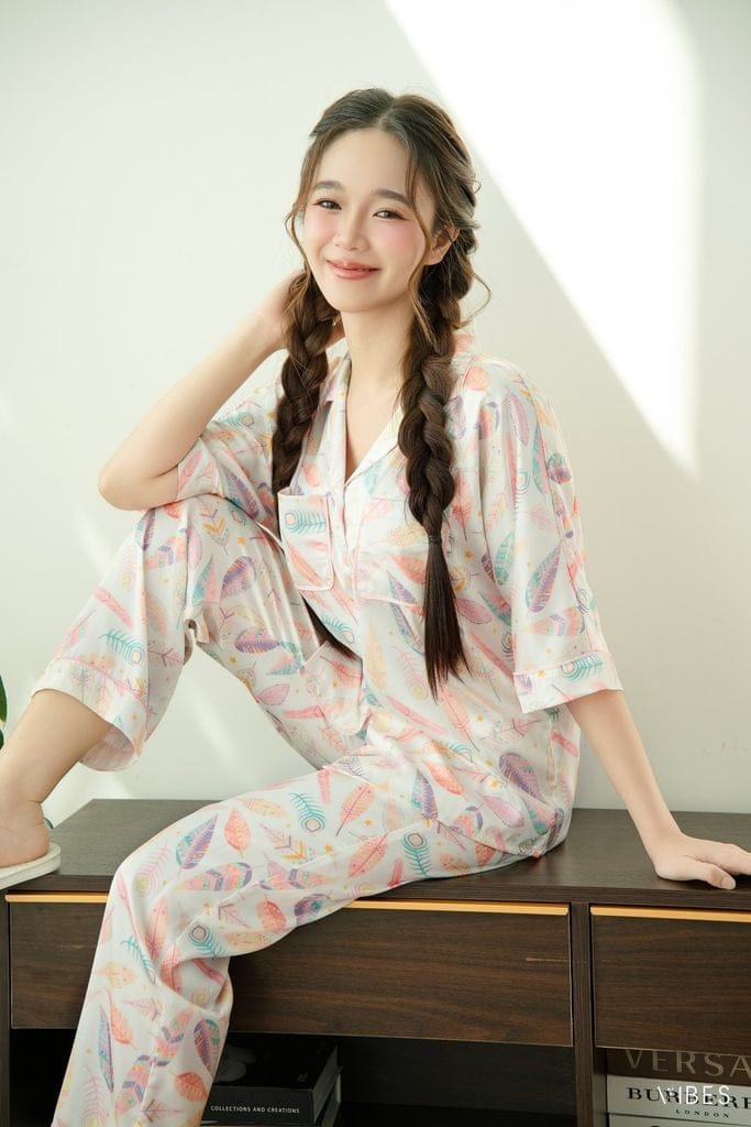 Pyjama Họa Tiết Form Cánh Dơi Chất Liệu Lụa Satin - Ảnh 3