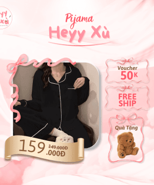 Pyjama Trơn Màu Đen Viền Trắng Sang Trọng Chất Đũi