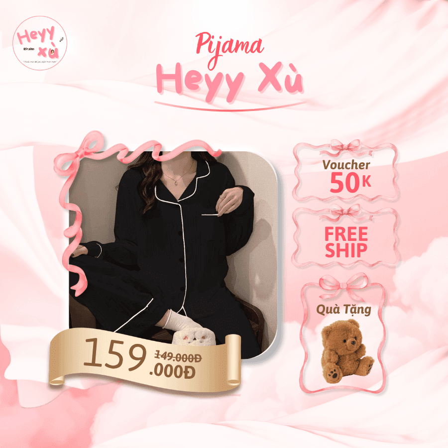 Pyjama Trơn Màu Đen Viền Trắng Sang Trọng Chất Đũi
